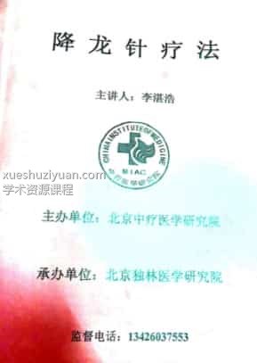 李湛浩主讲2019年4月降龙针疗法研修班视频4集+讲义 医学资料插图