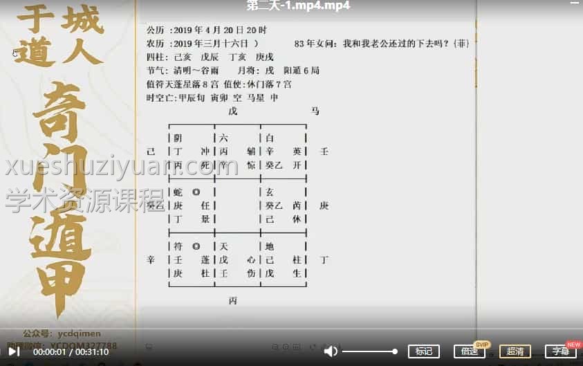 于城道人 奇门遁甲职业预测网络班复习专题14集视频插图