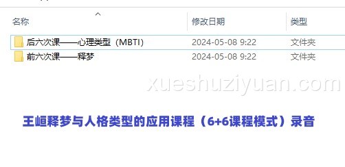 王峘释梦与人格类型的应用课程（6+6课程模式）录音插图